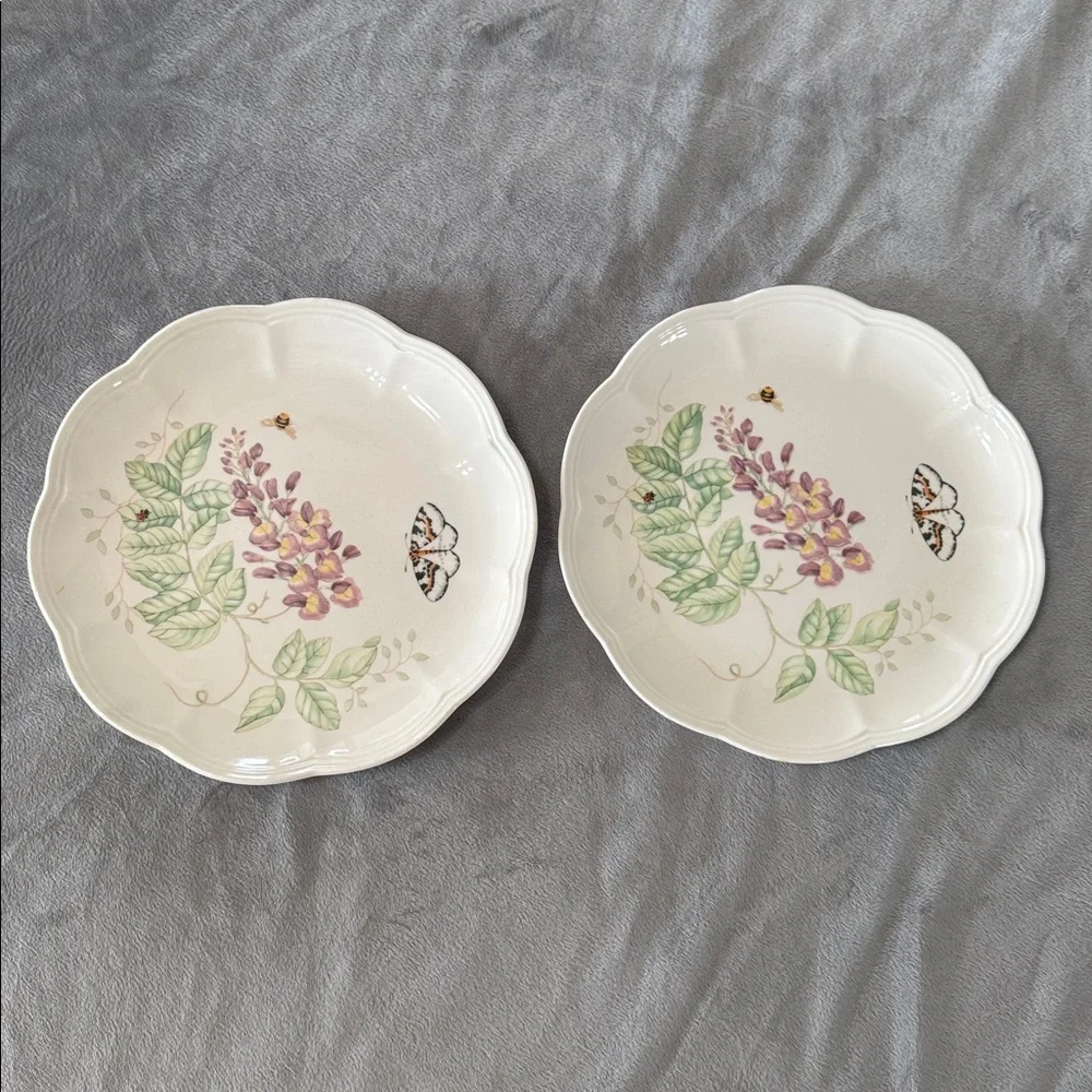 Lenox Butterfly Meadow Eastern‎ Tailed Blue 9” Dessert Luncheon Plates Set of 2